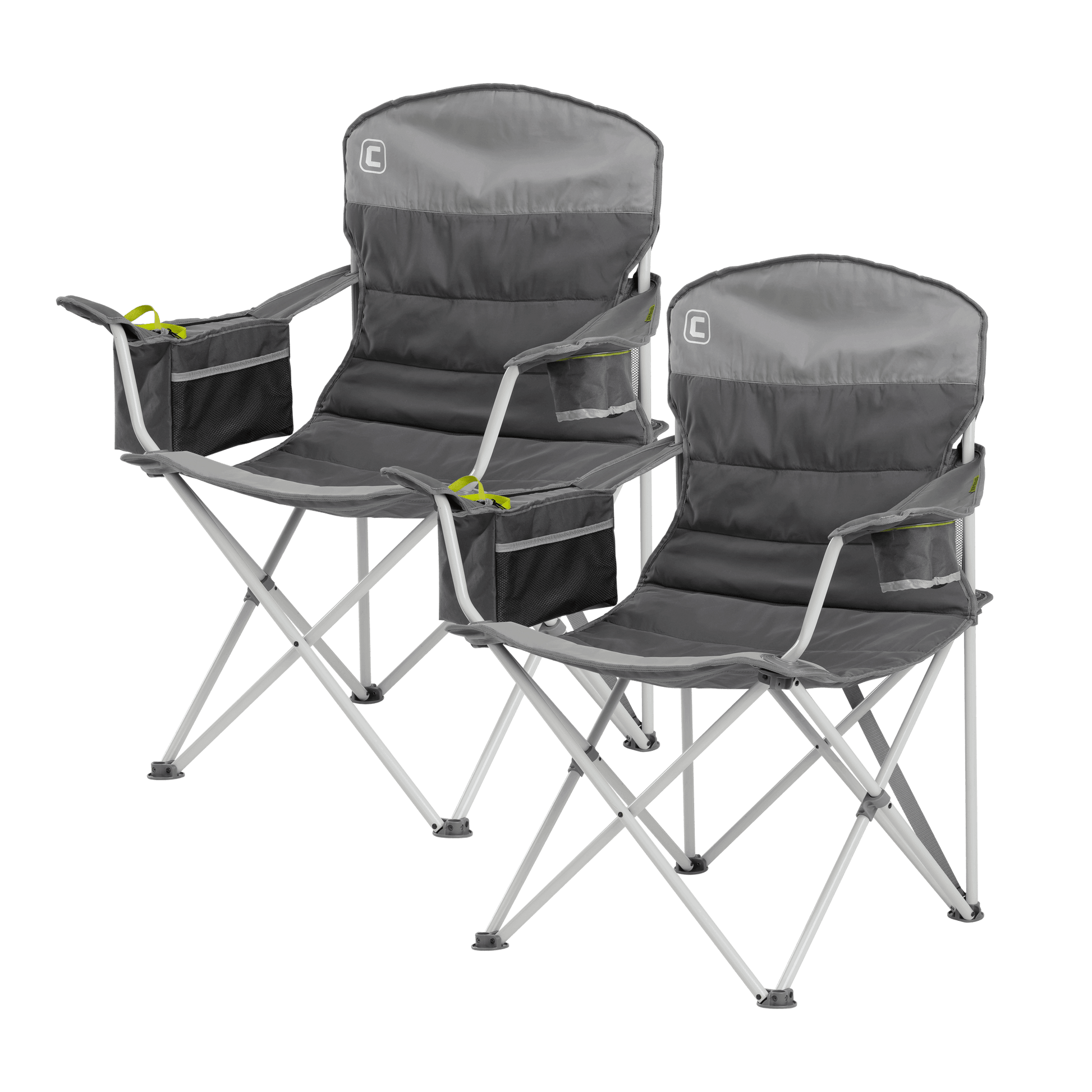 Two CORE cooler quad chairs are shown side by side with built-in coolers and cup holders.