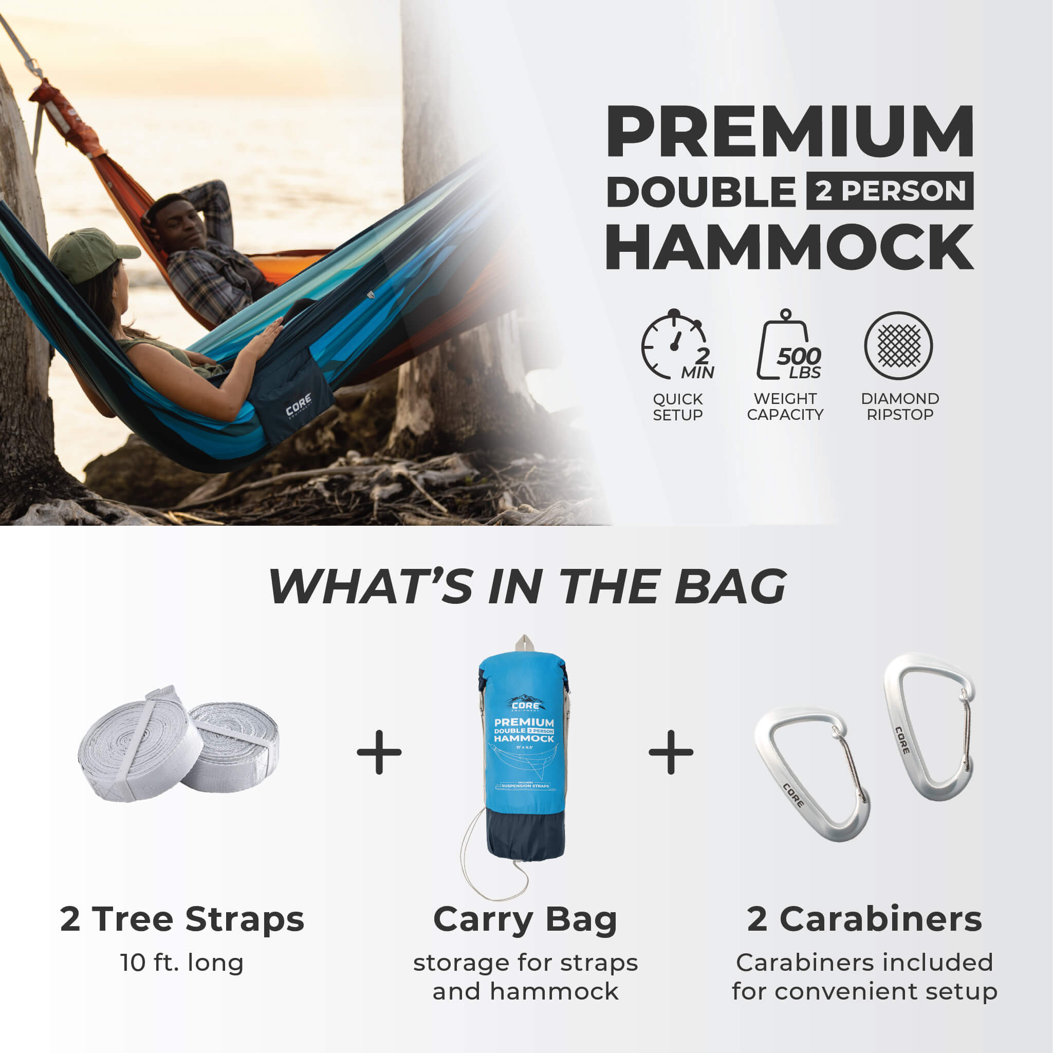 Premium Double Hammock – Core Equipment