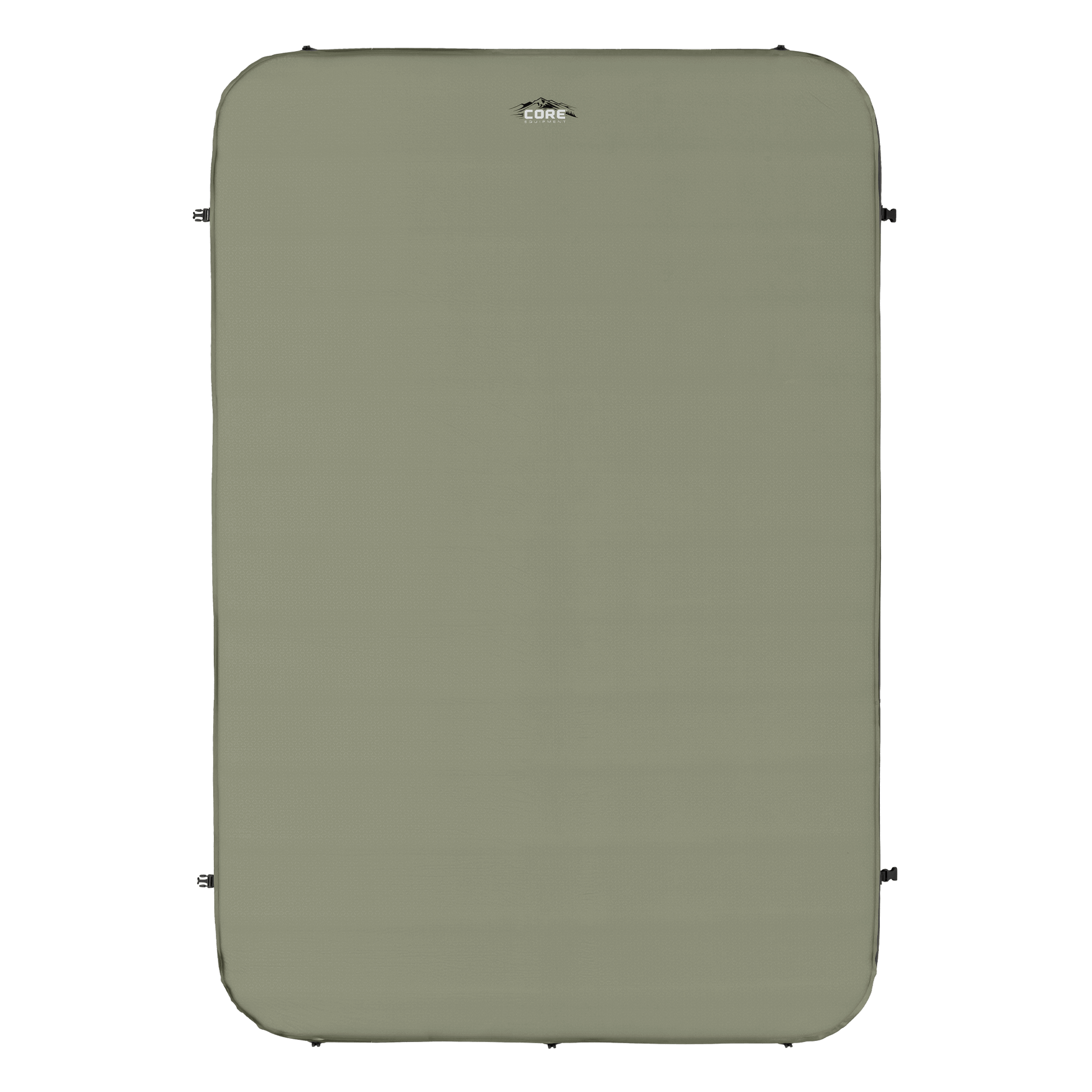 CORE double self-inflating camp bed in olive green, featuring a soft-touch surface.