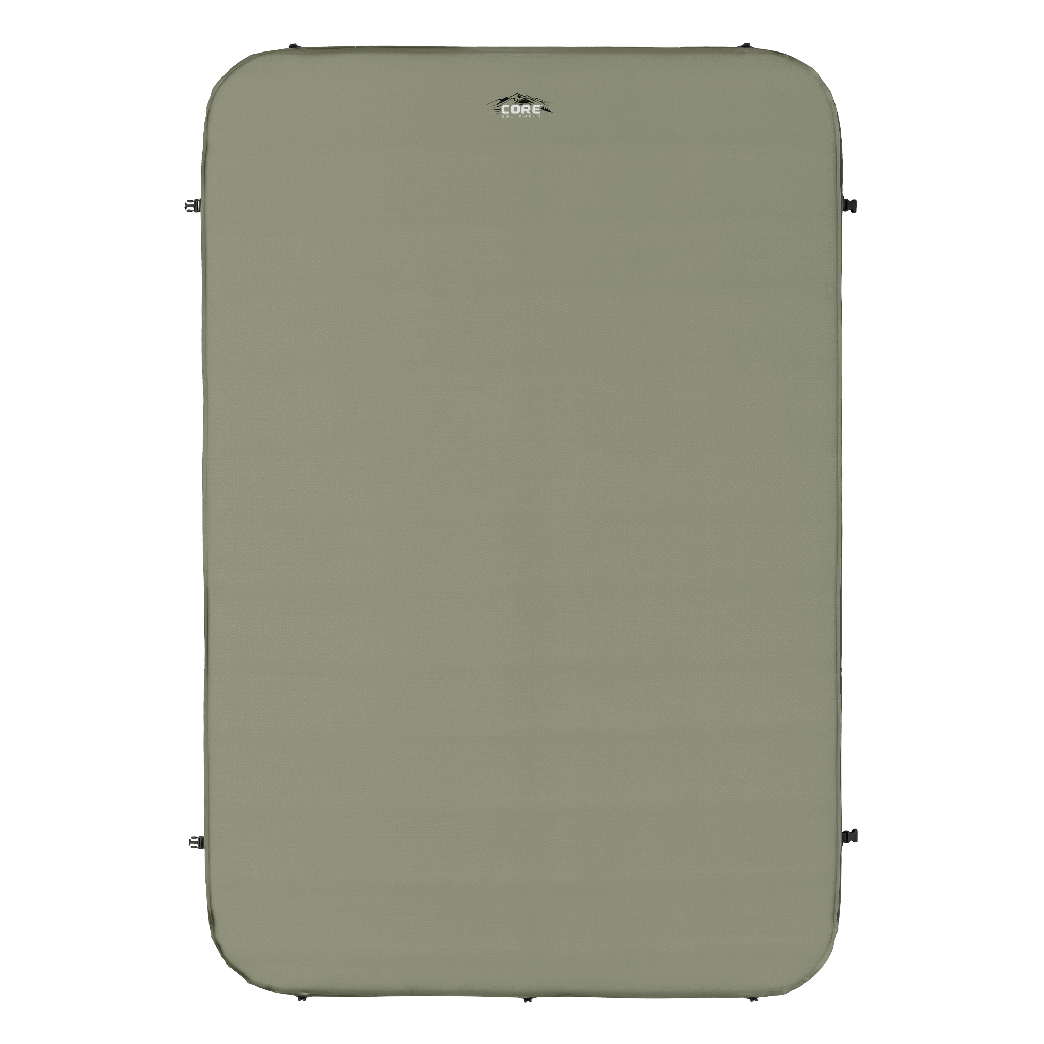 CORE double self-inflating camp bed in olive green, featuring a soft-touch surface.