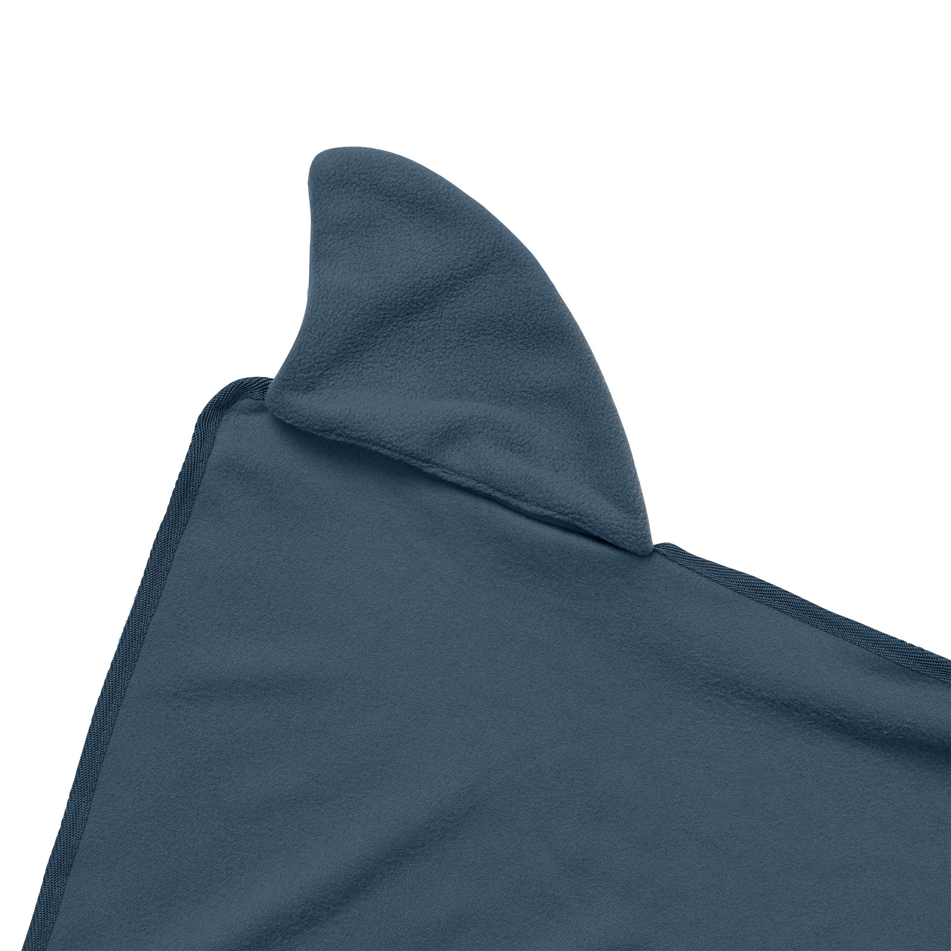 Close-up of a shark blanket hand pocket.