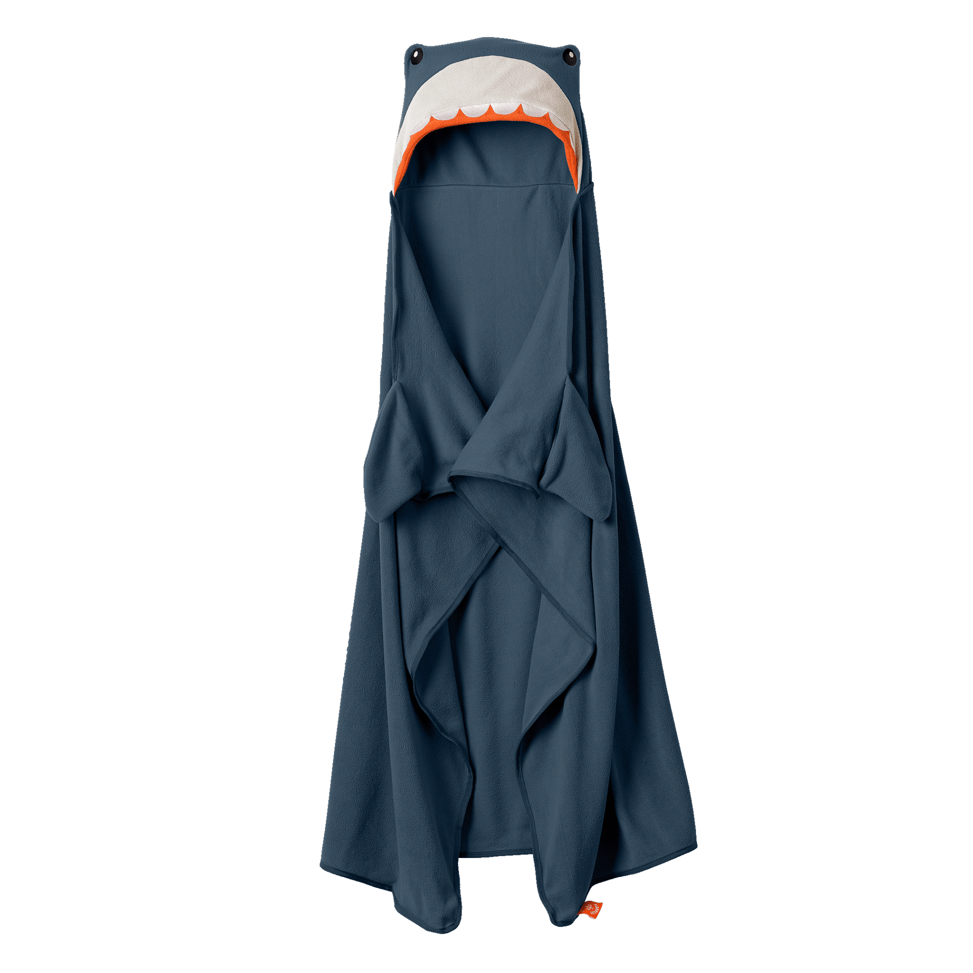 Blue shark-themed hooded blanket