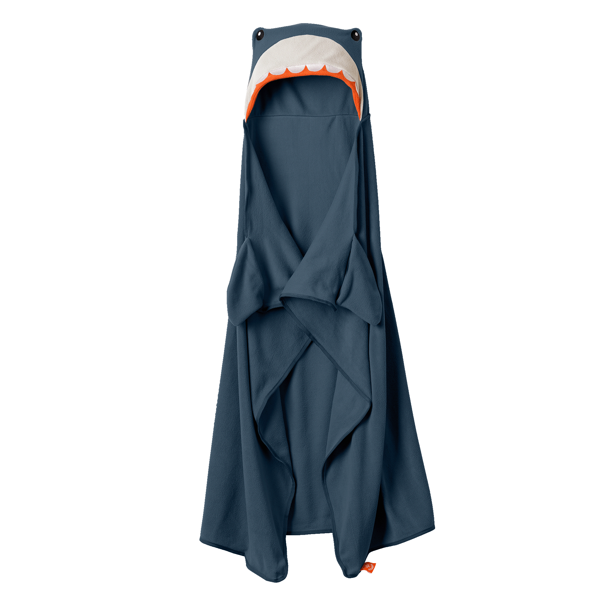 Blue shark-themed hooded blanket