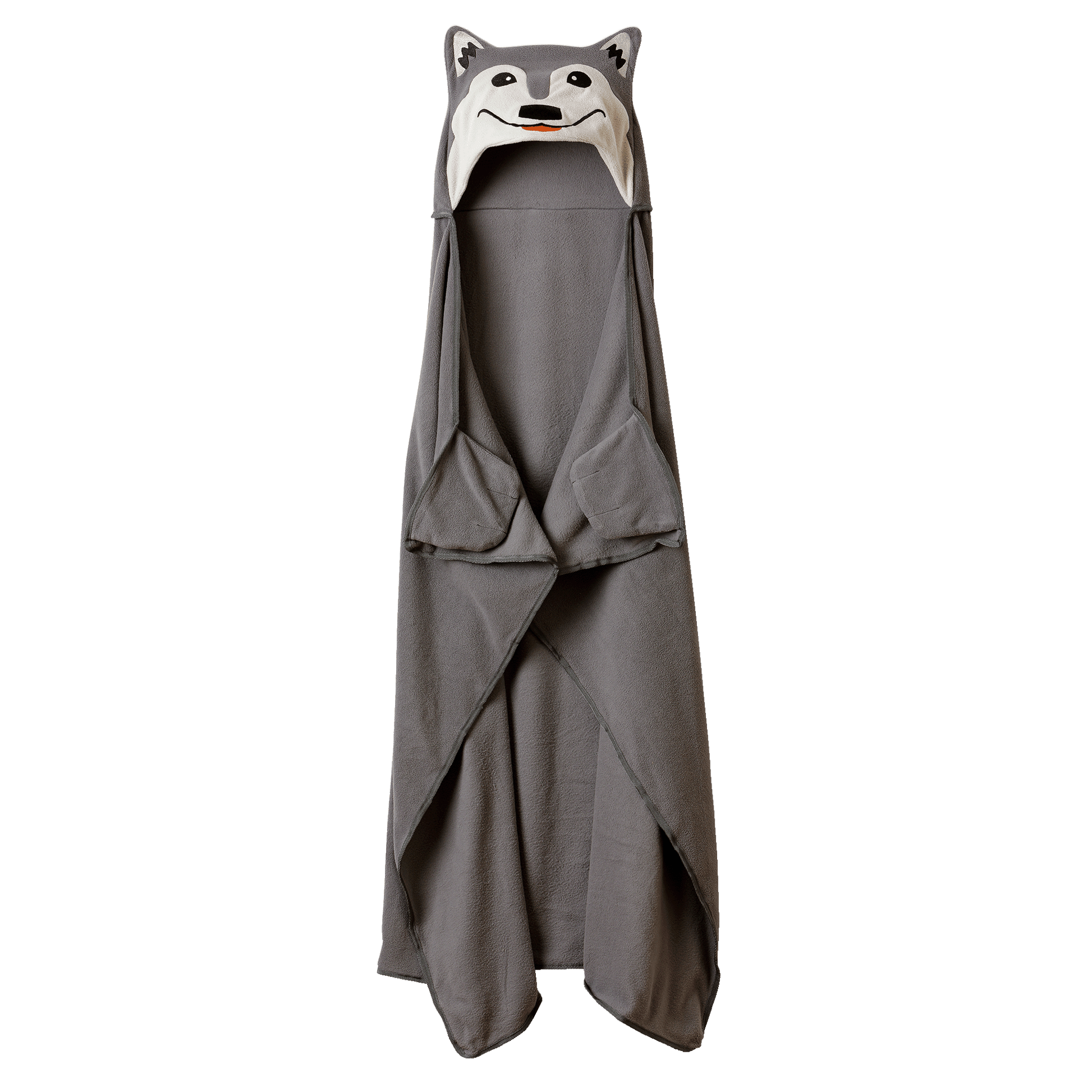 Brown wolf-themed hooded blanket