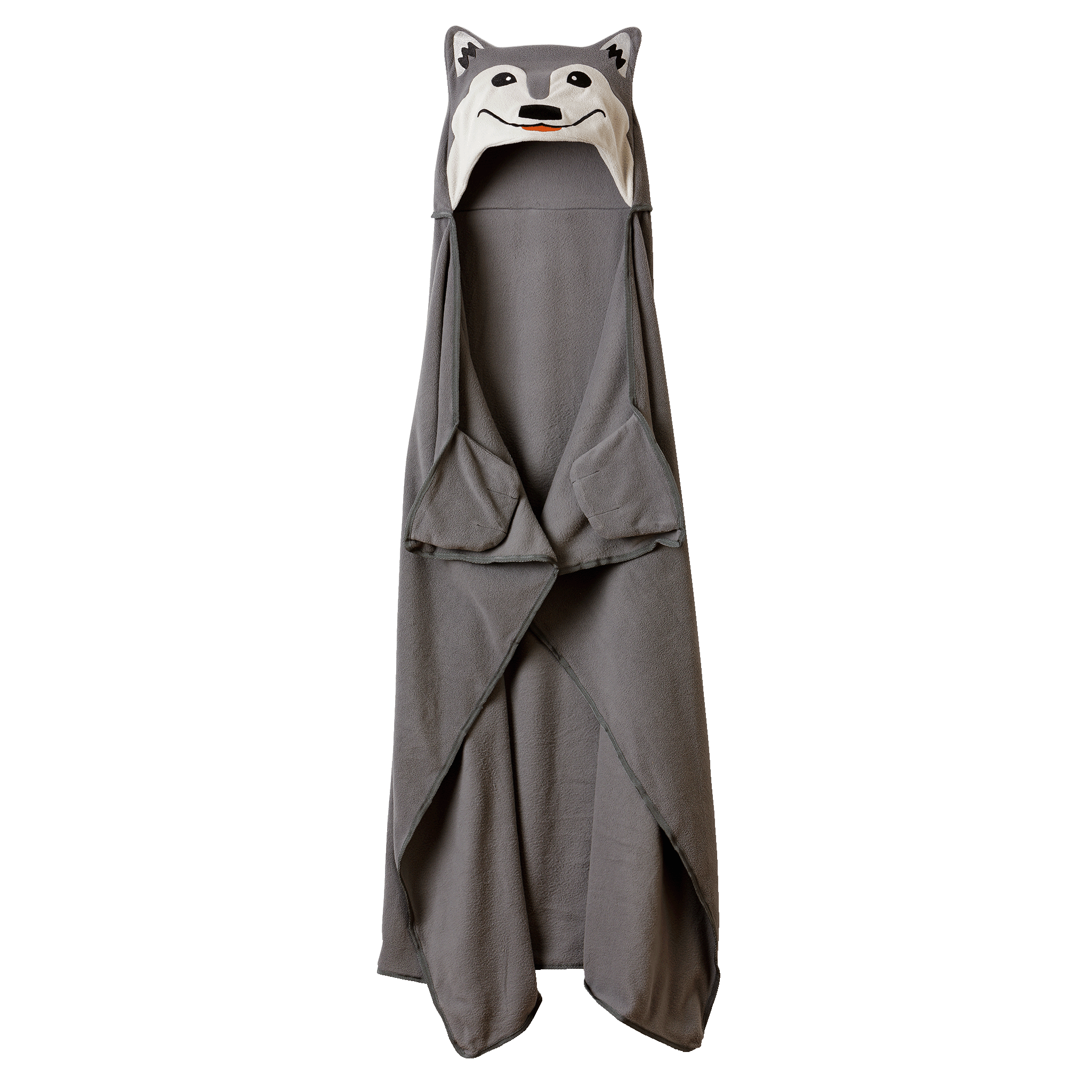 Brown wolf-themed hooded blanket