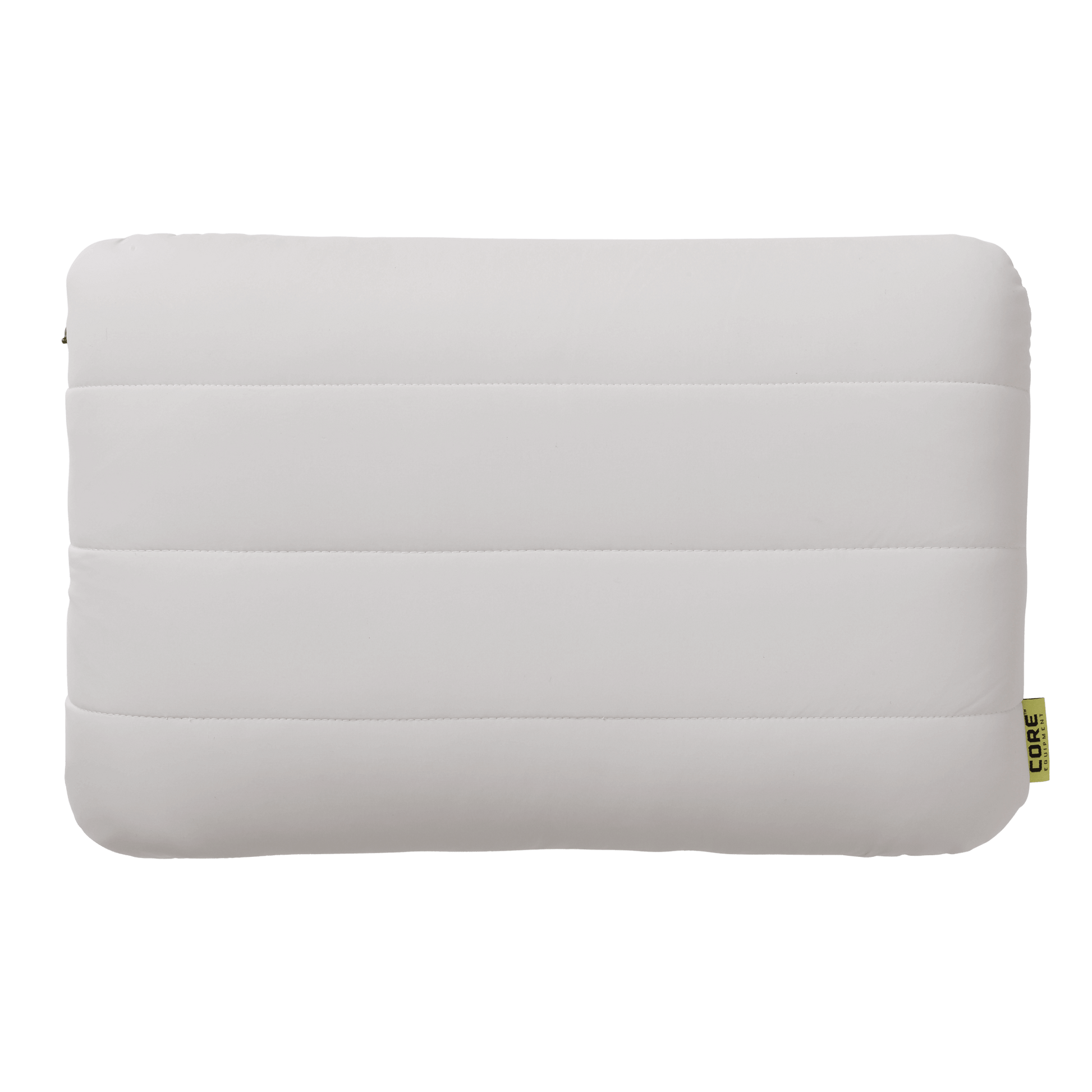 CORE hybrid travel gray inflatable pillow with horizontal padded design.