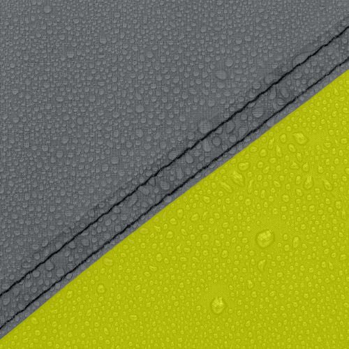 Close-up of CORE tent fabric showing water beading on weather-resistant material with sealed seam detail for rain protection.