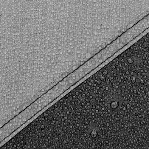 Close-up of CORE tent fabric showing water beading on weather-resistant material with sealed seam detail for rain protection.