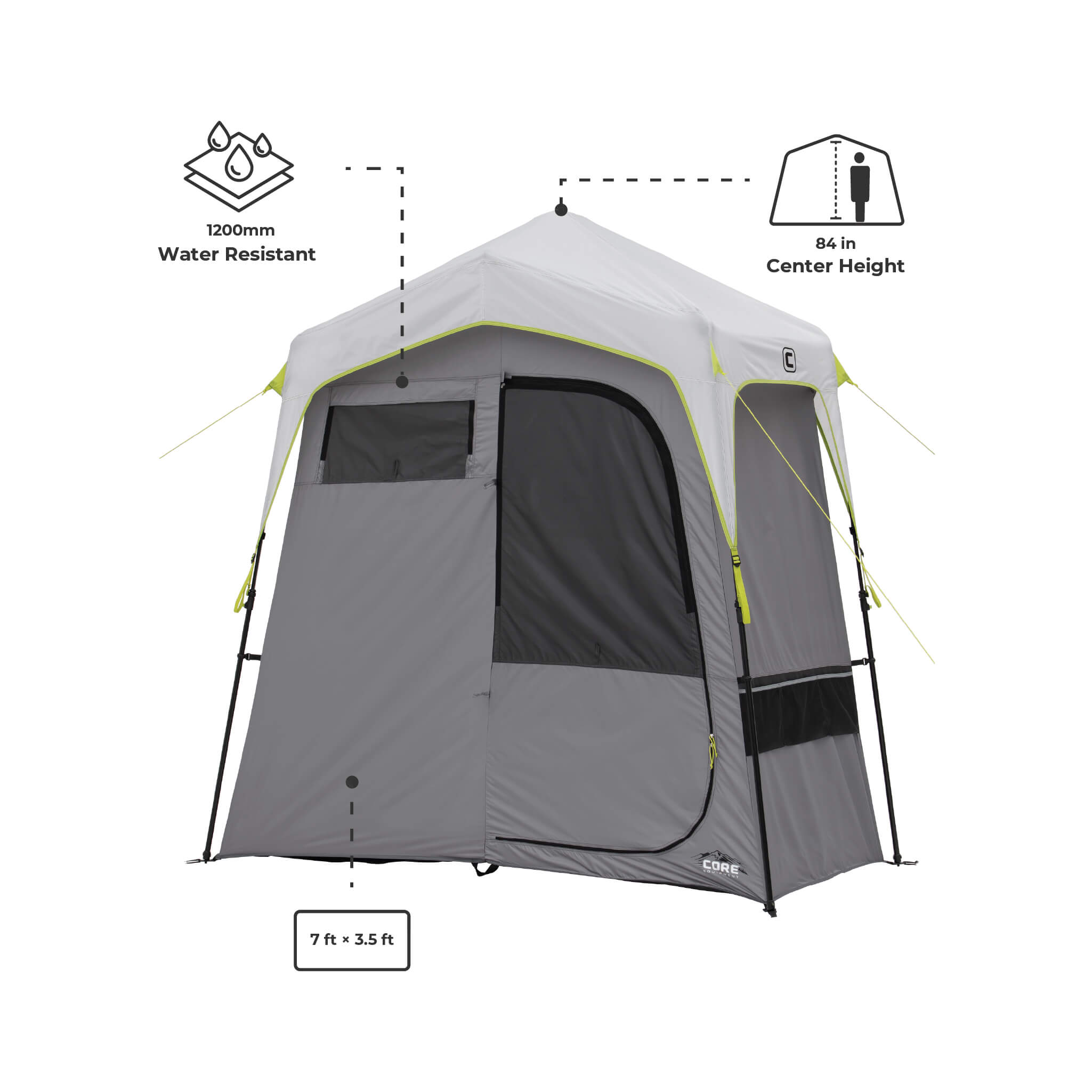 tent in water Core Equipment 2-Room Instant Shower Tent
