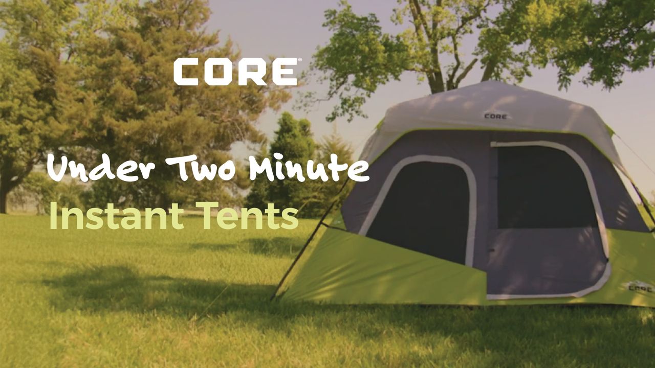 Load video: This video shows a CORE 6 person instant cabin tent being setup and showing our instant tent technology.