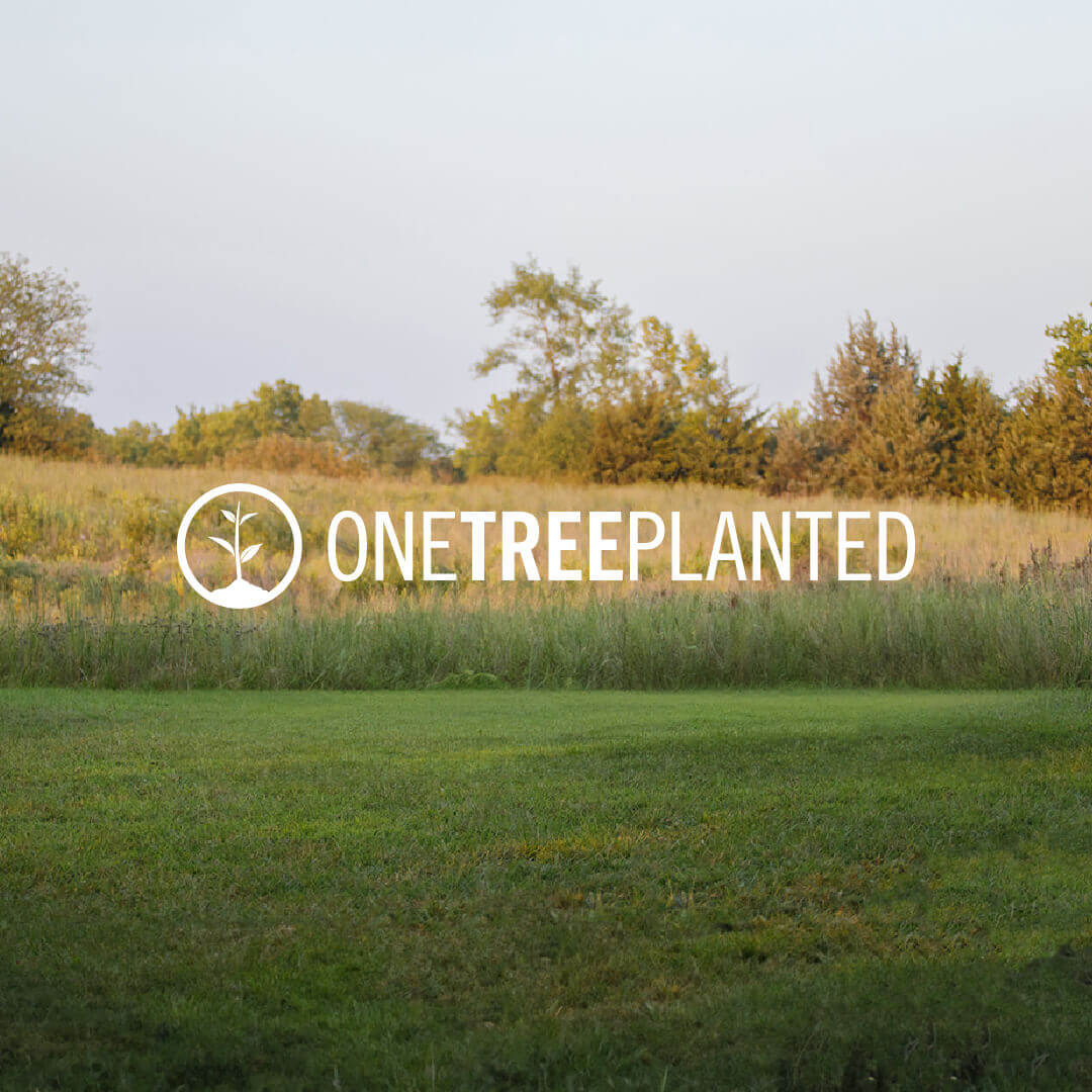 Field with brush and 'One Tree Planted' logo overlay