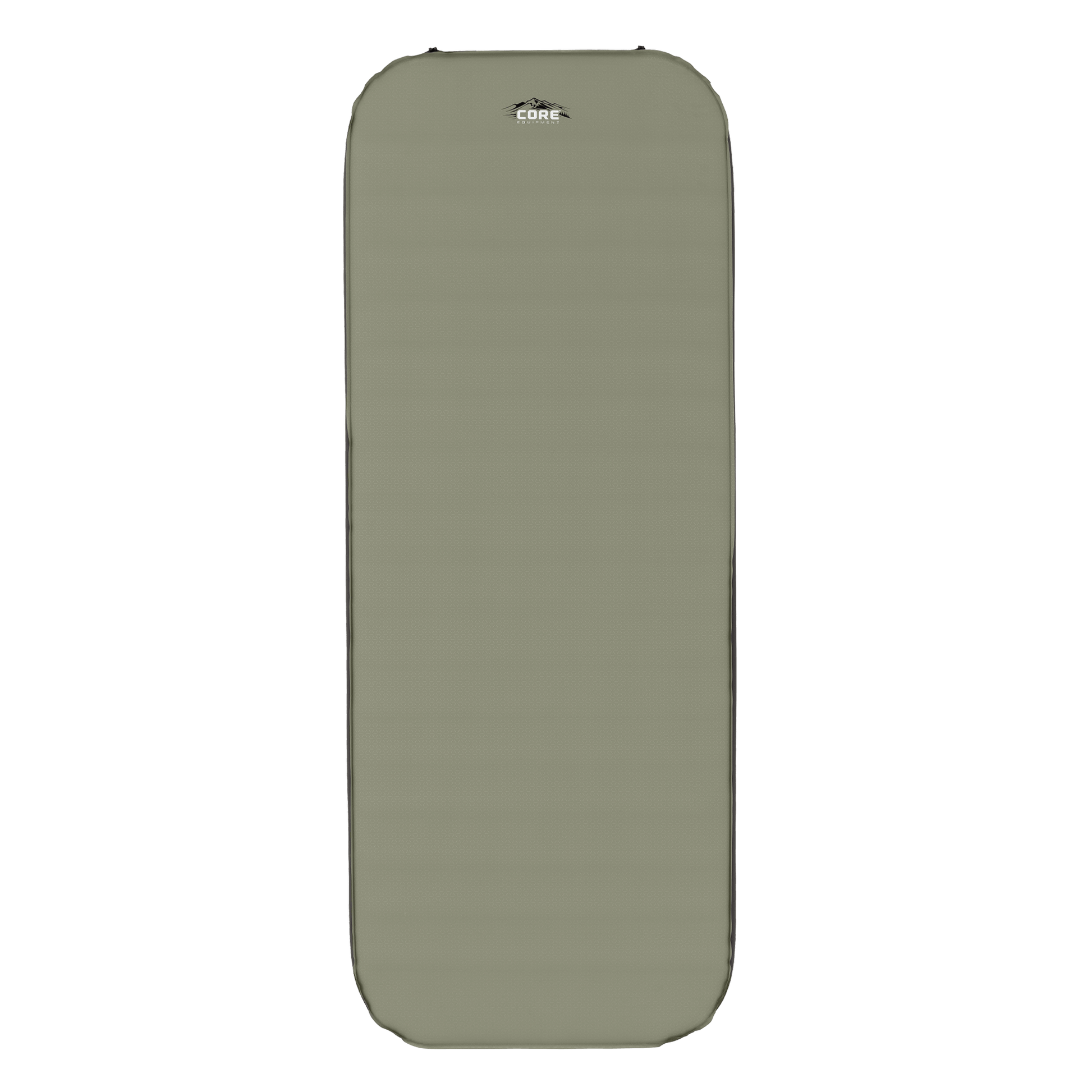 CORE self-inflating camp bed in olive green, featuring a soft-touch surface.