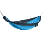 CORE single hammock in blue with a storage pocket attached on the side.