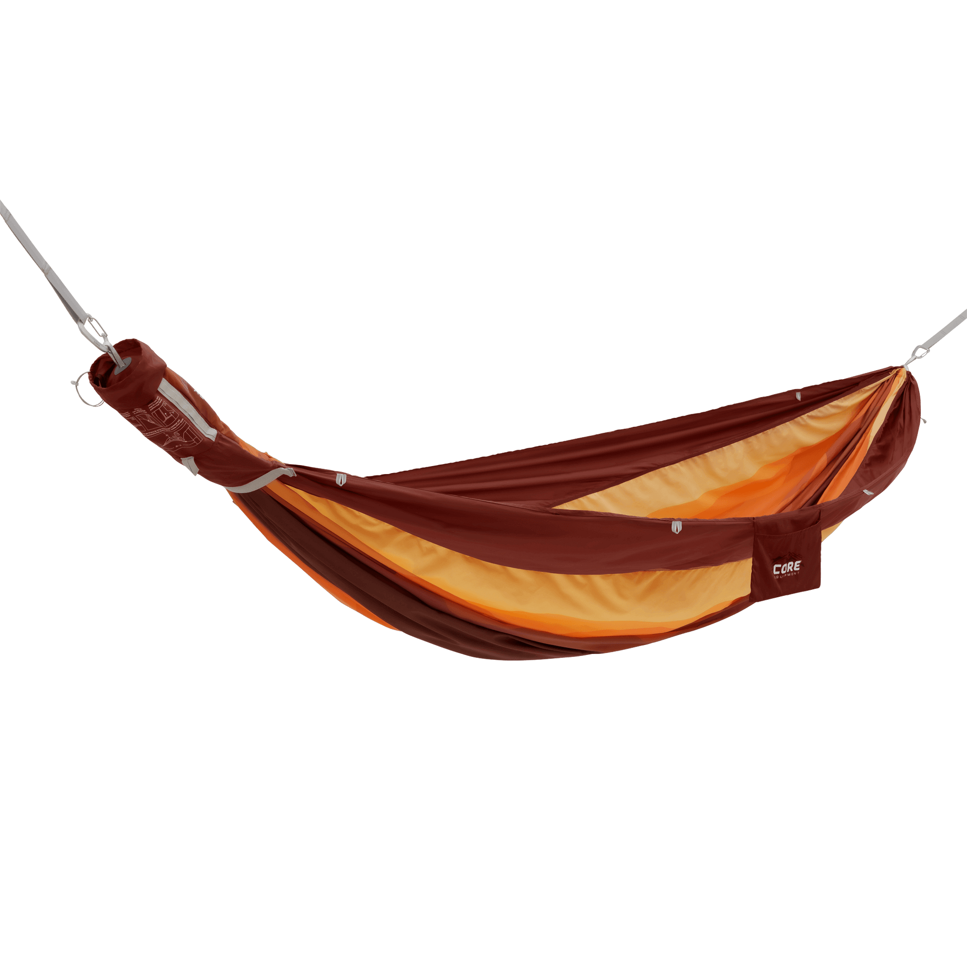 CORE single hammock in red sandune pattern with a storage pocket attached on the side.