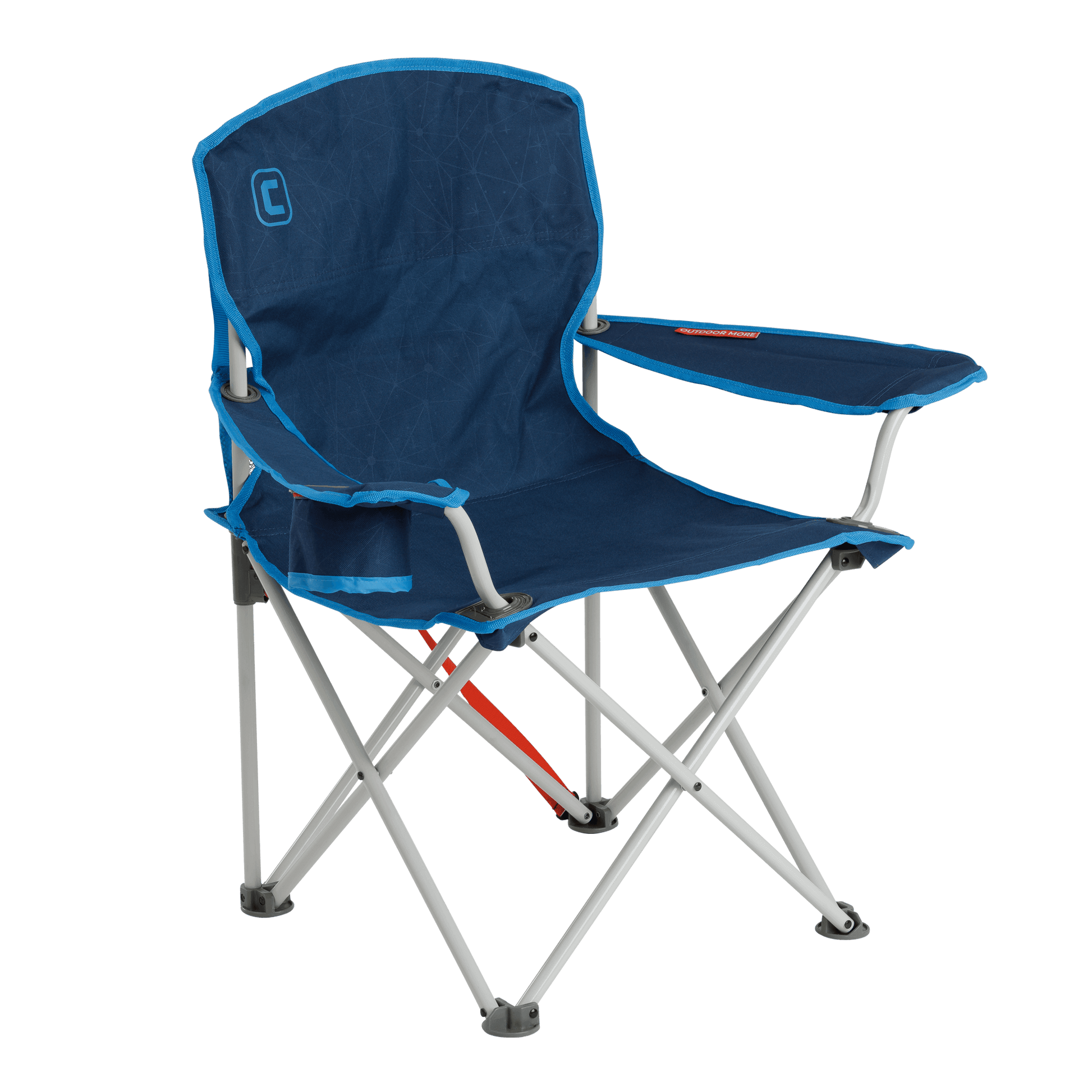 CORE youth camp chair in galaxy blue, featuring a cup holder and locking frame.