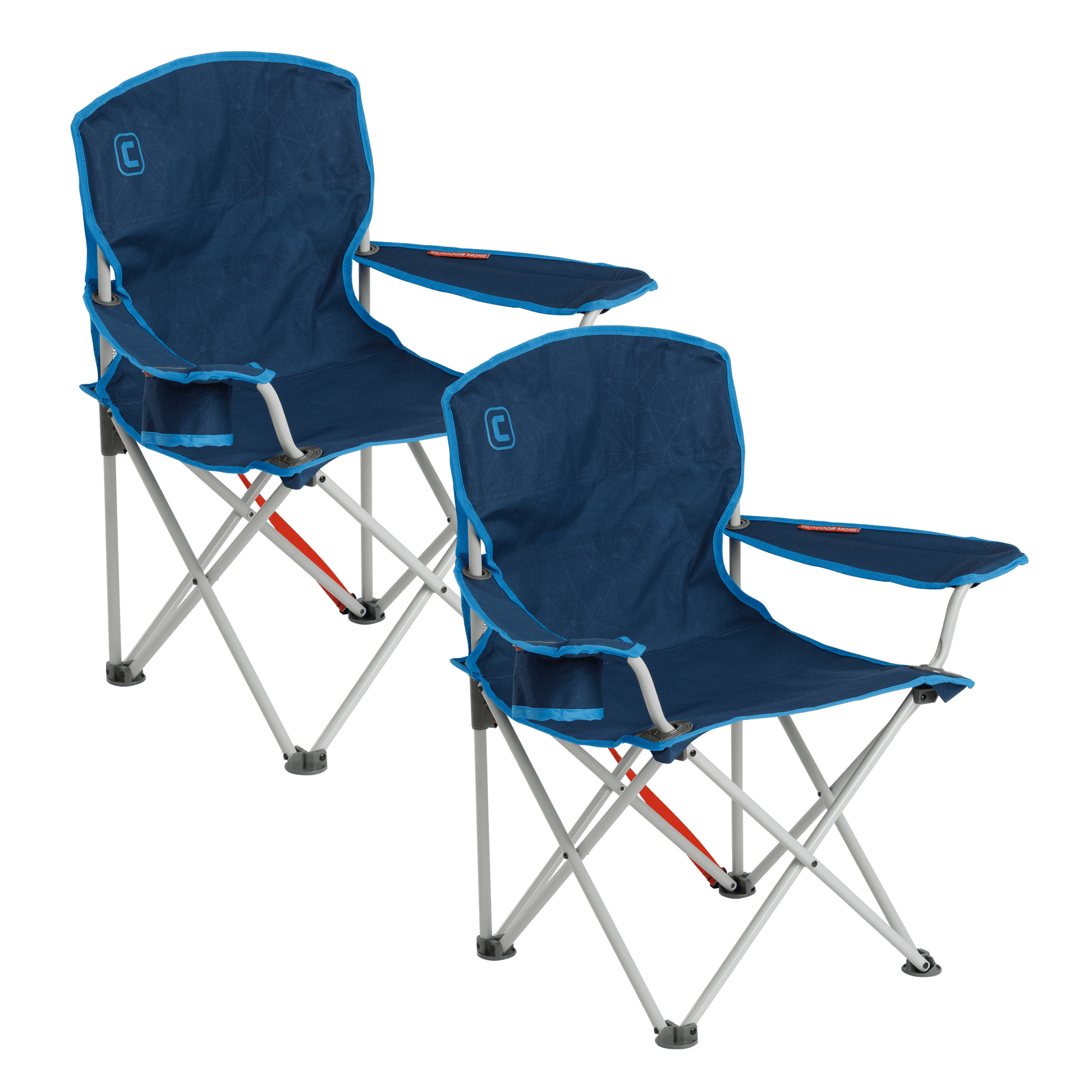 CORE youth 2-pack galaxy blue camp chair with cup holder and steel frame.