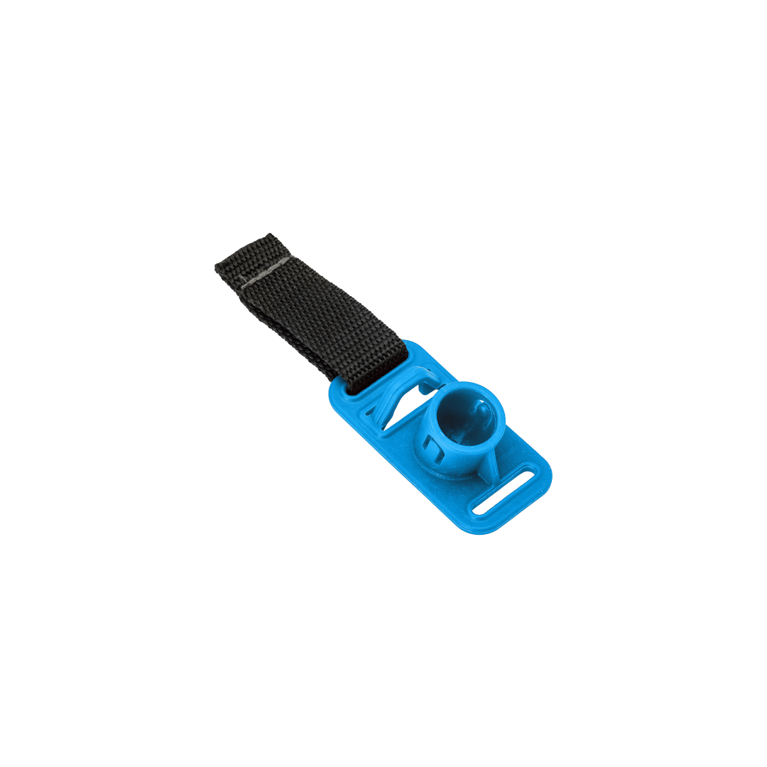 side view of a blue foot connector