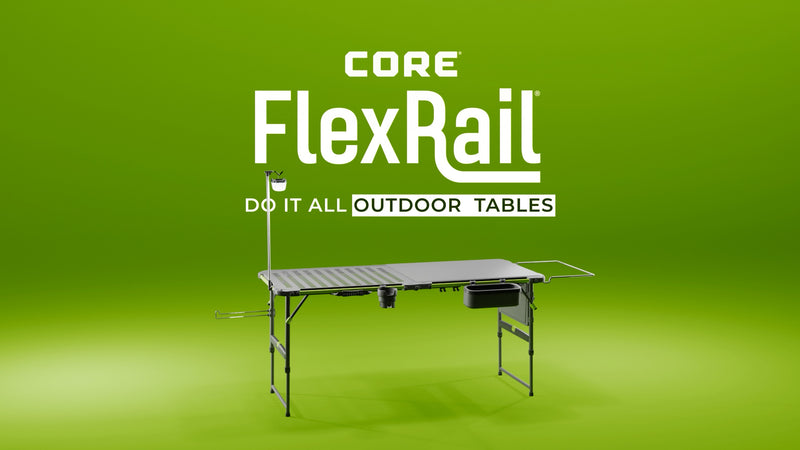 Video showcasing all the features for CORE Tailgate FlexRail table.
