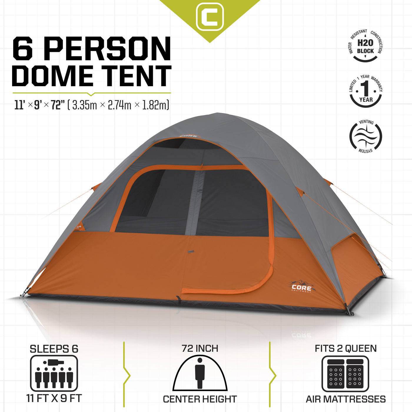 Beperken Dodelijk schandaal 6 Person Dome Tent – Core Equipment