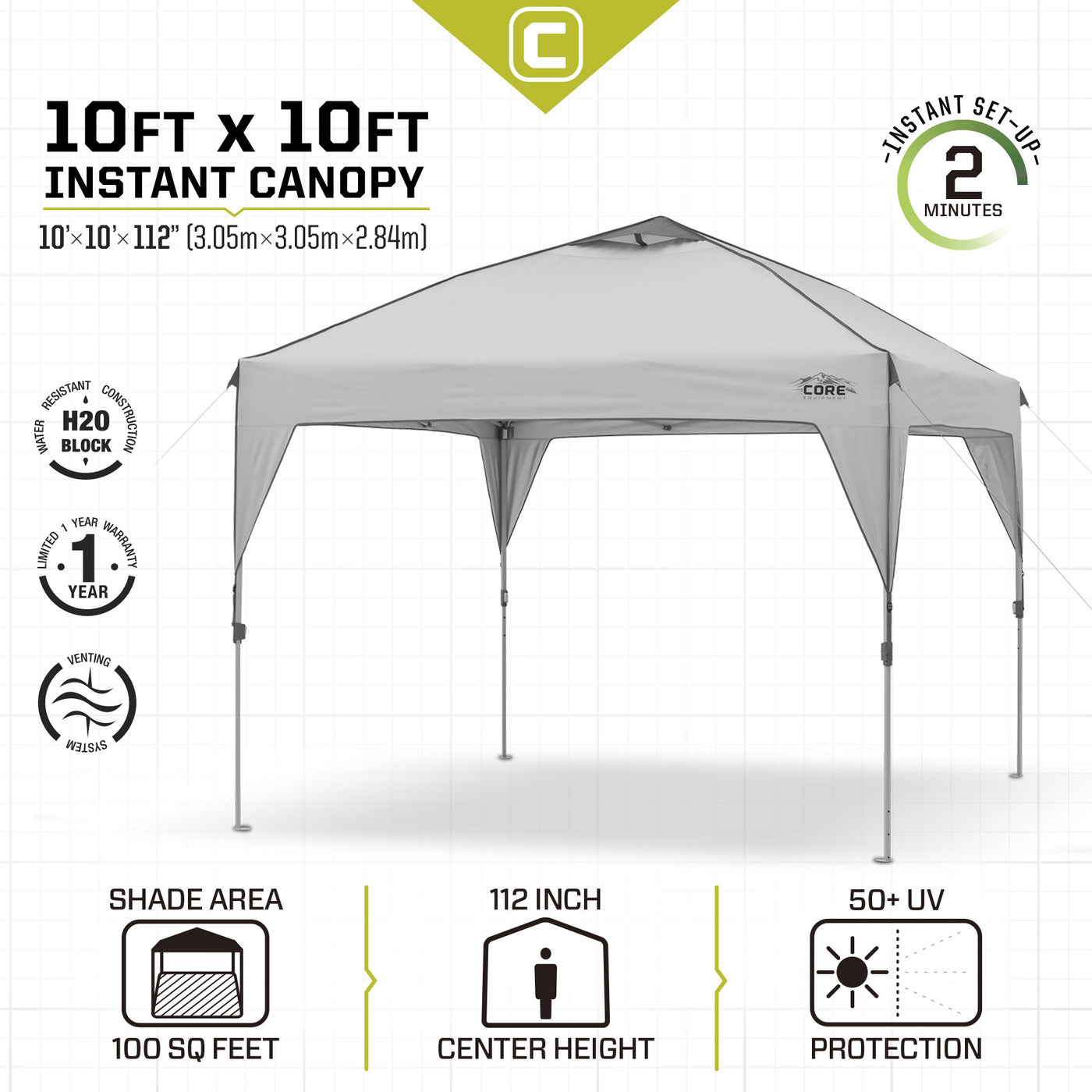 CORE 10x10 Instant Canopy Tech Specs
