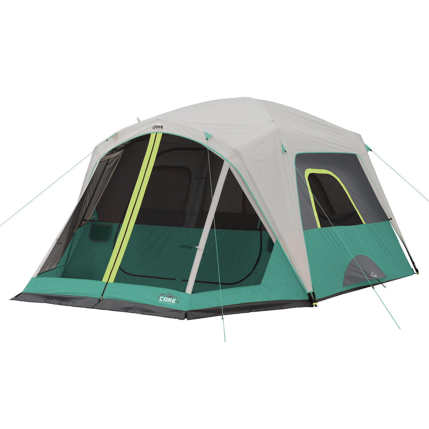 6 Person Straight Wall Cabin Tent with Screen Room 10 x 9 Core