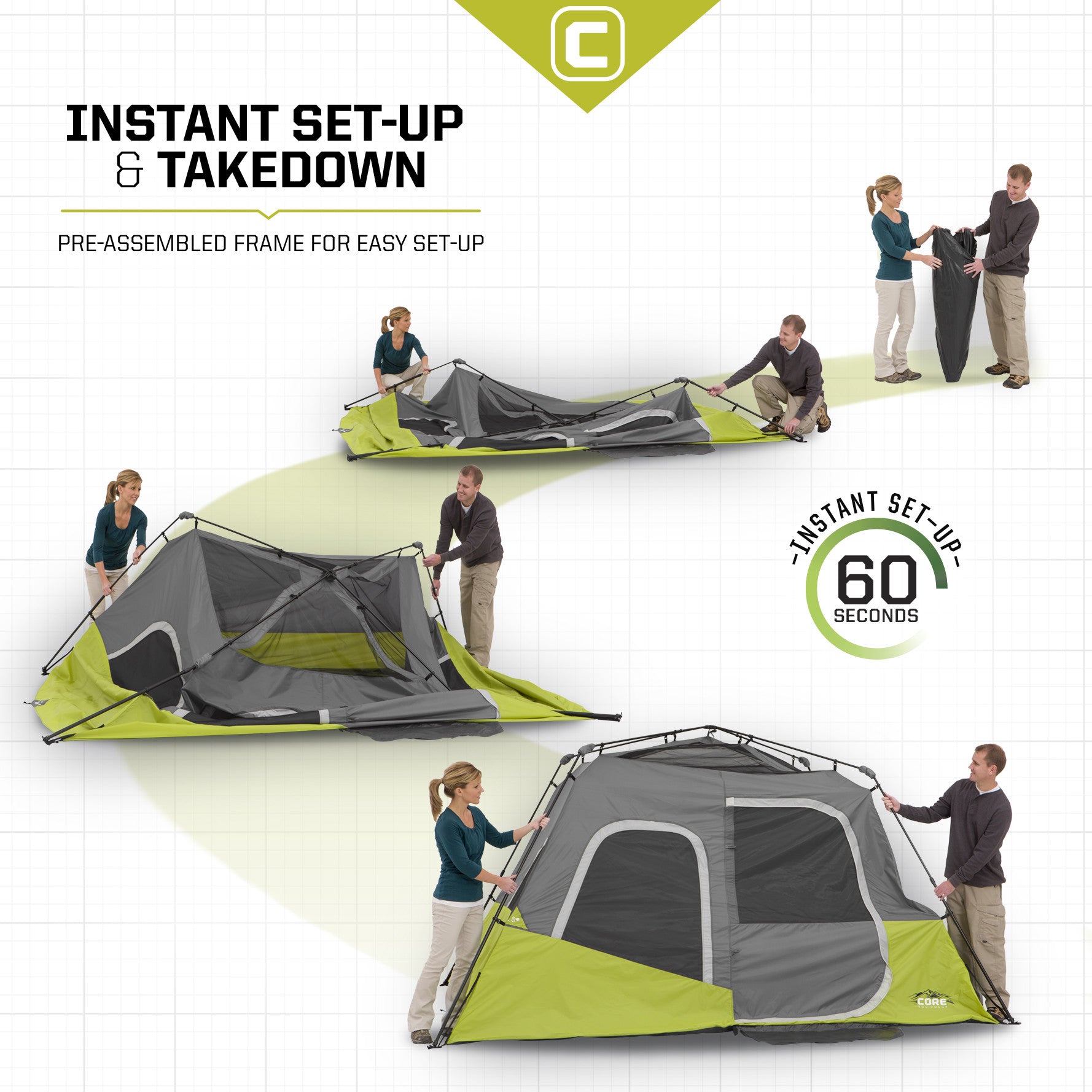 6 Person Instant Cabin Tent – Core Equipment