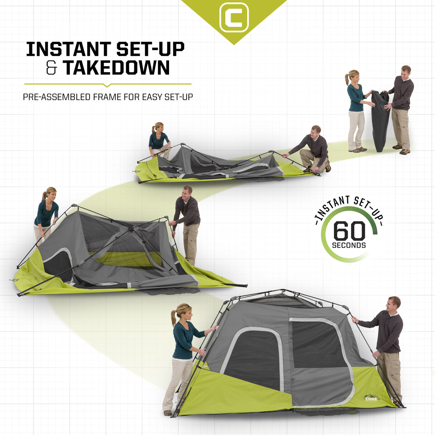 Core Equipment 6 Person Instant Cabin Tent Set Up