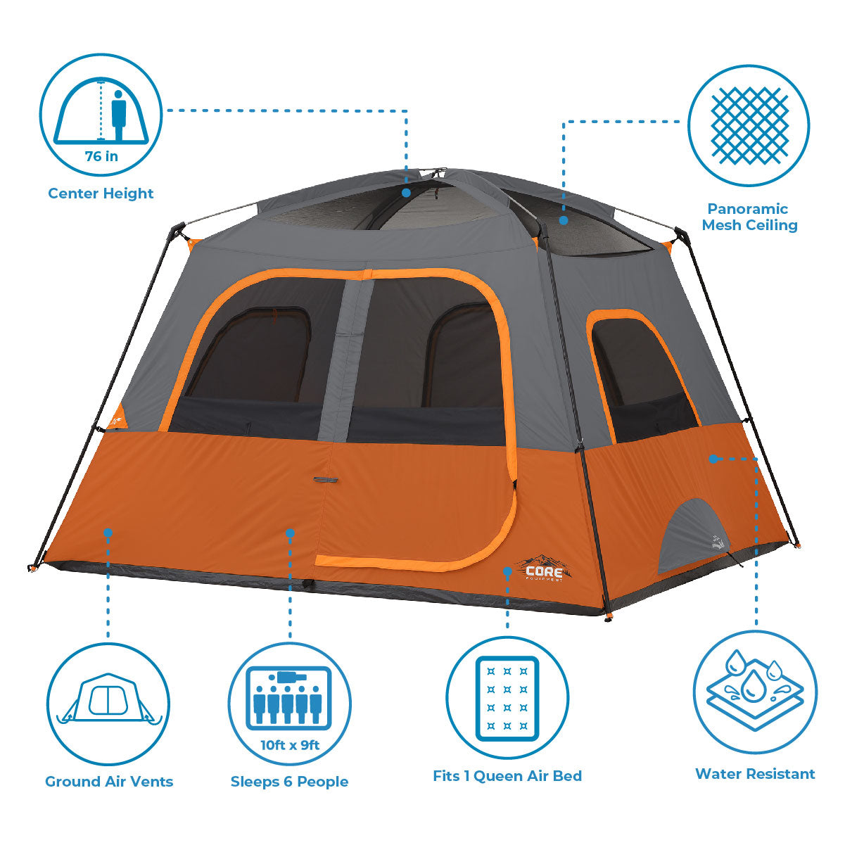 6 Person Straight Wall Cabin Tent