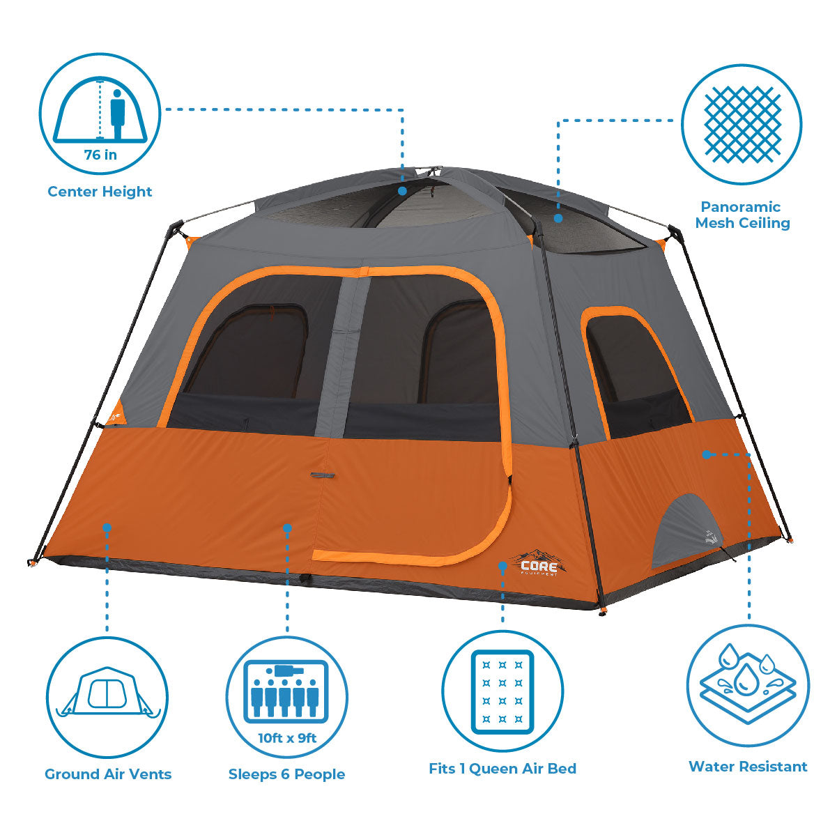 Core 4 person straight wall cabin tent - Matthews Auctioneers