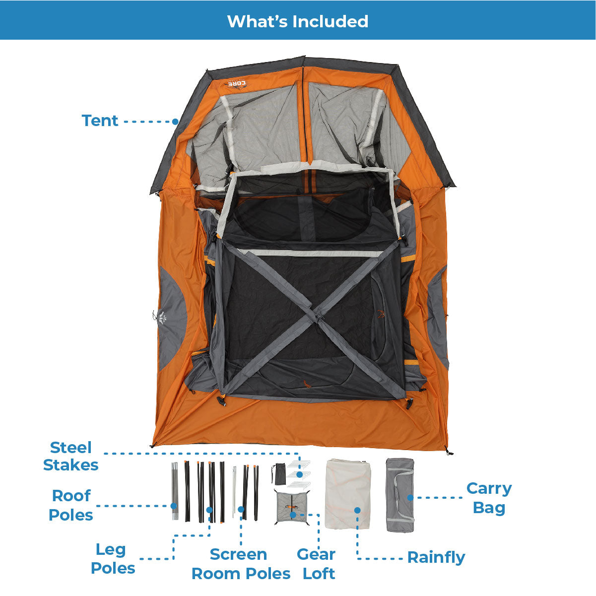 6 Person Straight Wall Cabin Tent with Screen Room 10' x 9'