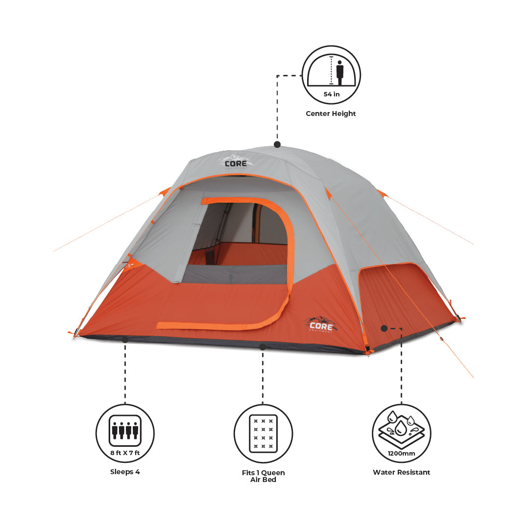 4 Person Dome Plus Tent 8 x 7 Core Equipment