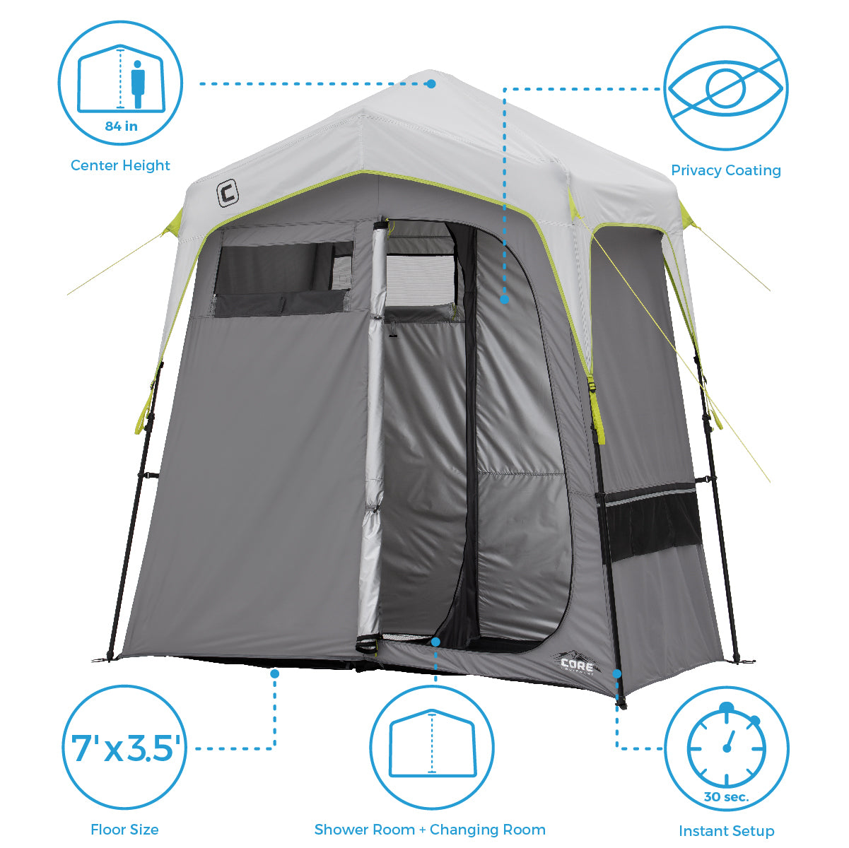 7' x 3.5' Two Room Instant Shower Tent