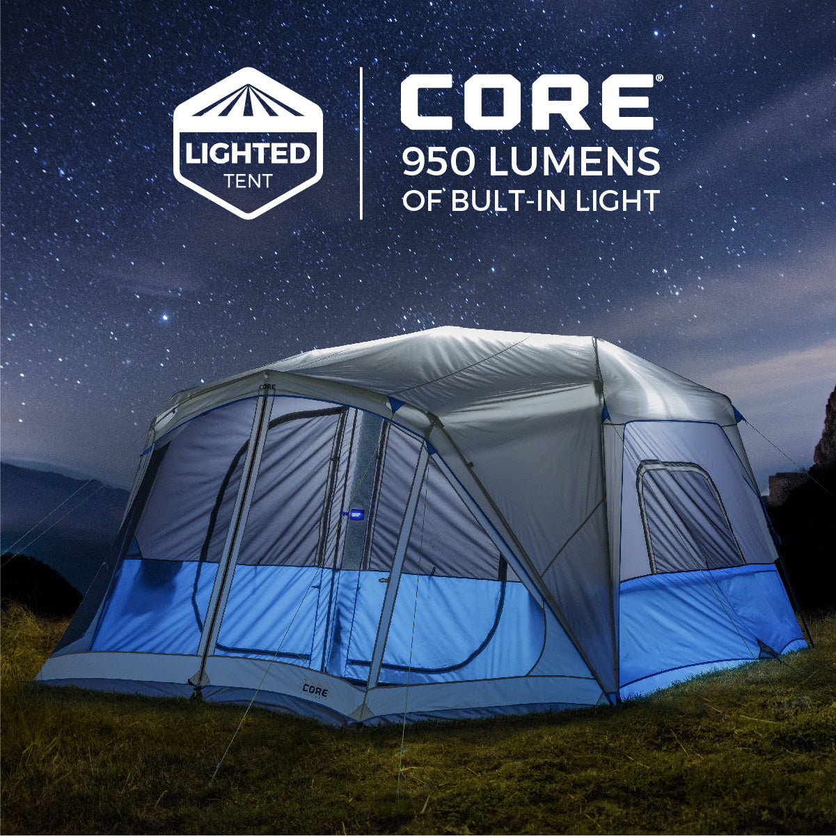 CORE 10 Person Lighted Instant Cabin Tent with Awning – Grocery Van